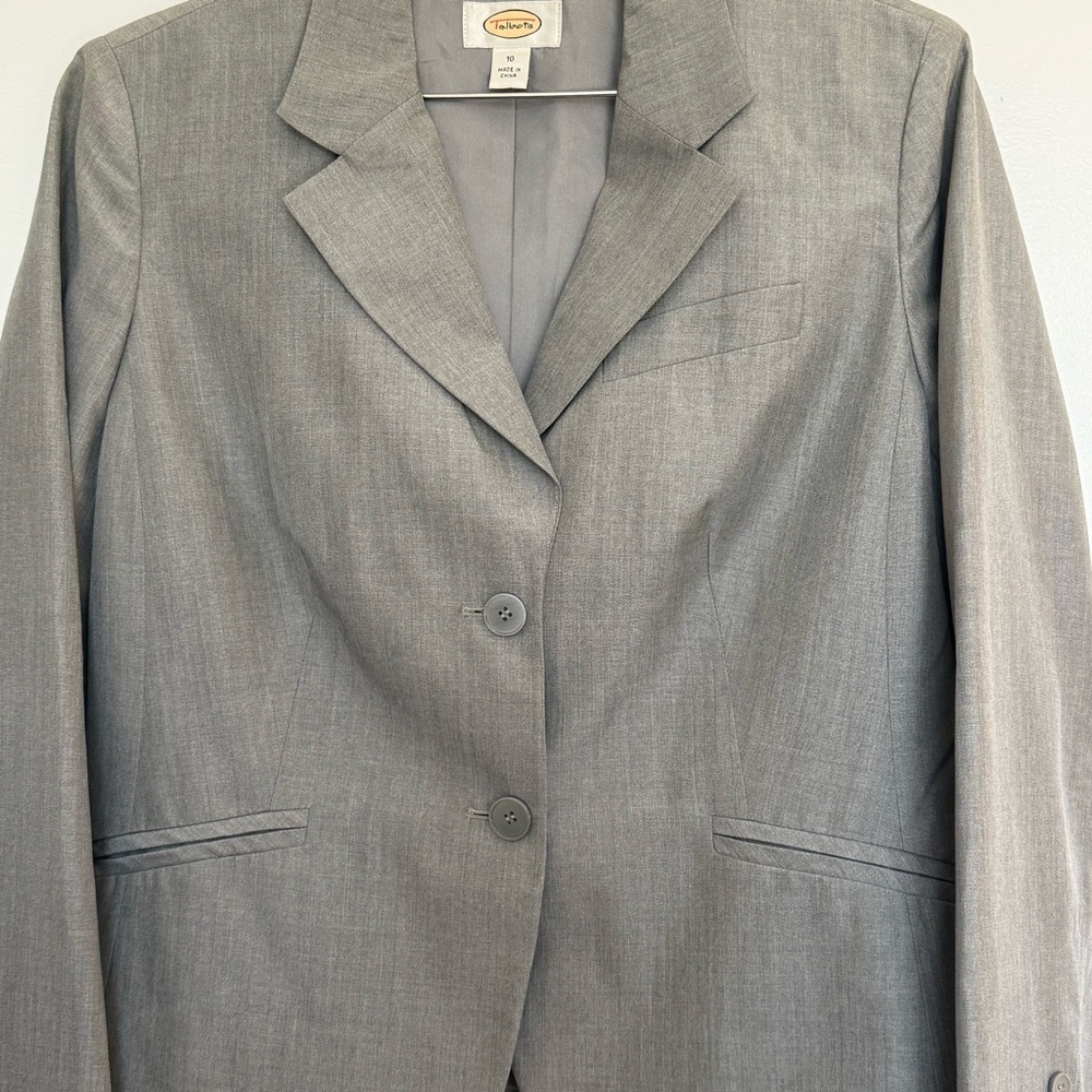 Talbots 100% Silk Gray Blazer Jacket Size 10 | Career Professional Academia - Picture 11 of 12
